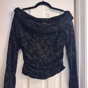 Elegant Black Floral Women's Top